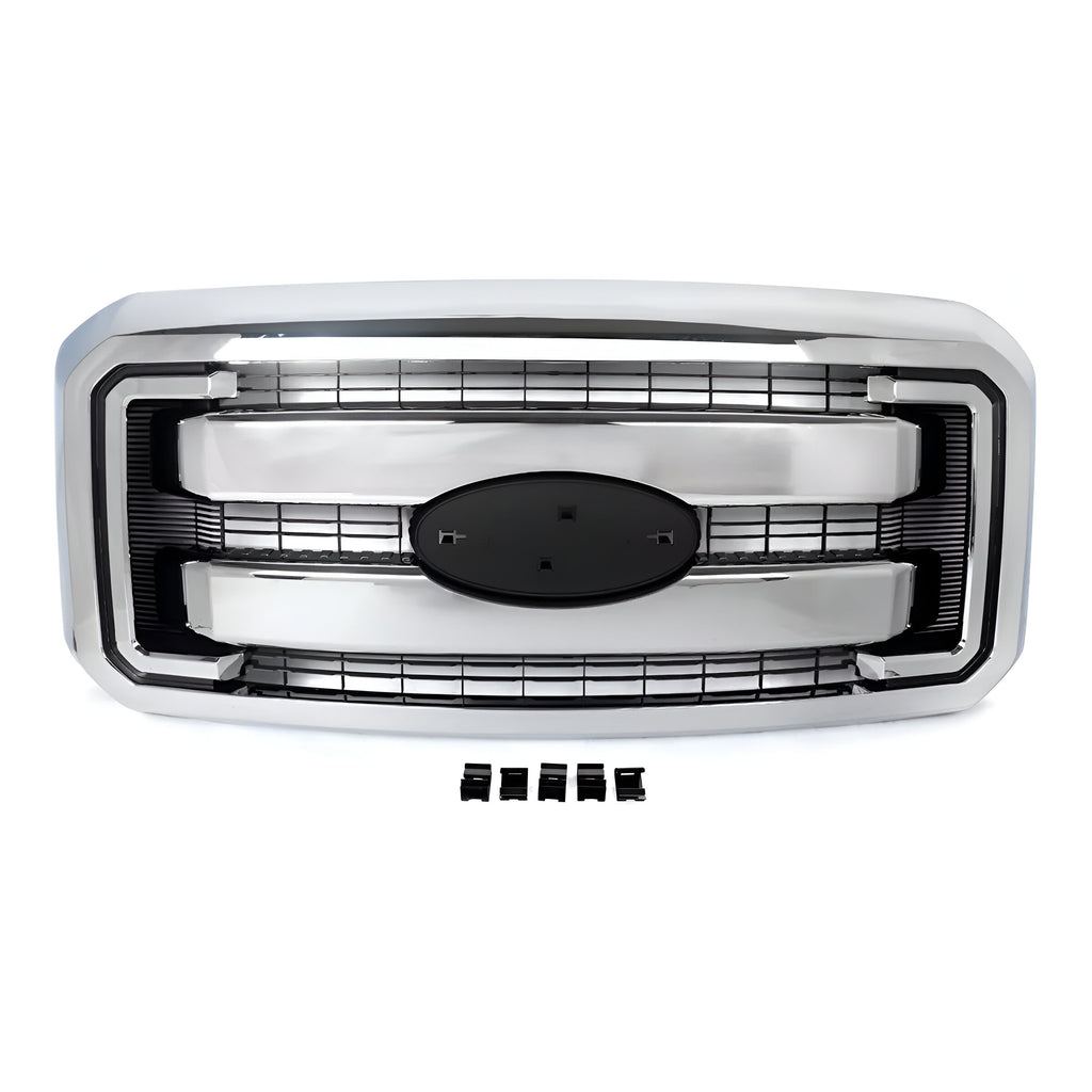 Front Grille Assembly Chrome Plastic For 2011-2016 Ford F-250 Super Duty and 350