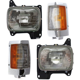 1996-1997 Nissan Pickup RWD Front Grille Assembly Kit Chrome & Headlamps | OEM Fit