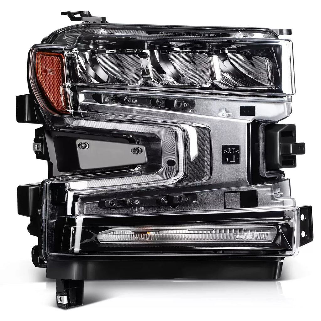 Front Headlights Assembly Chrome For 2019-2021 Chevrolet Silverado 1500