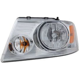 2004–2005 Ford F-150 Headlight Set Left and Right Side Chrome w/ Bulb(s) | OEM Fit