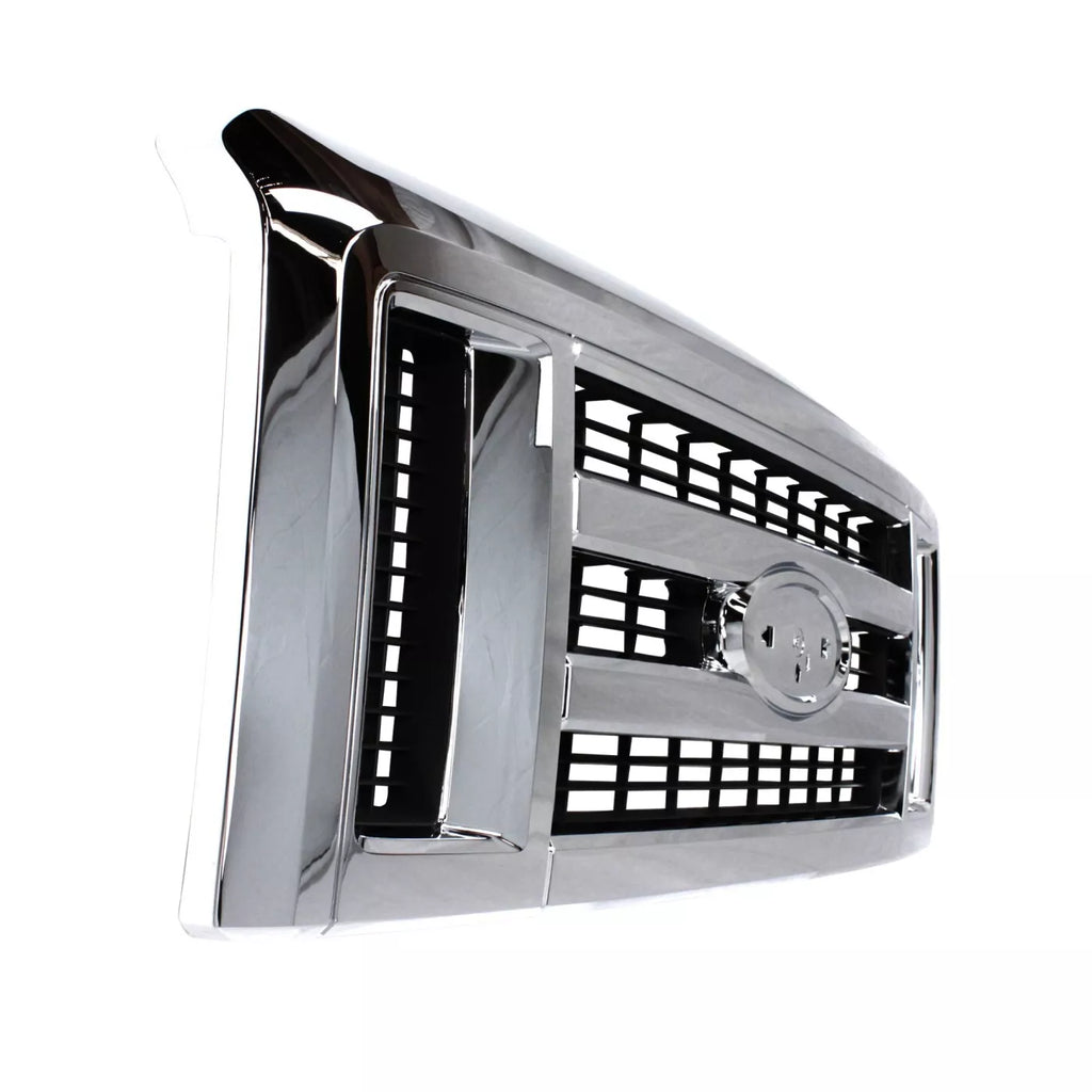 Front Grille Assembly Chrome Plastic For 2008-2019 Ford E-150 E-250 E-350 Super Duty and E-450 Super Duty