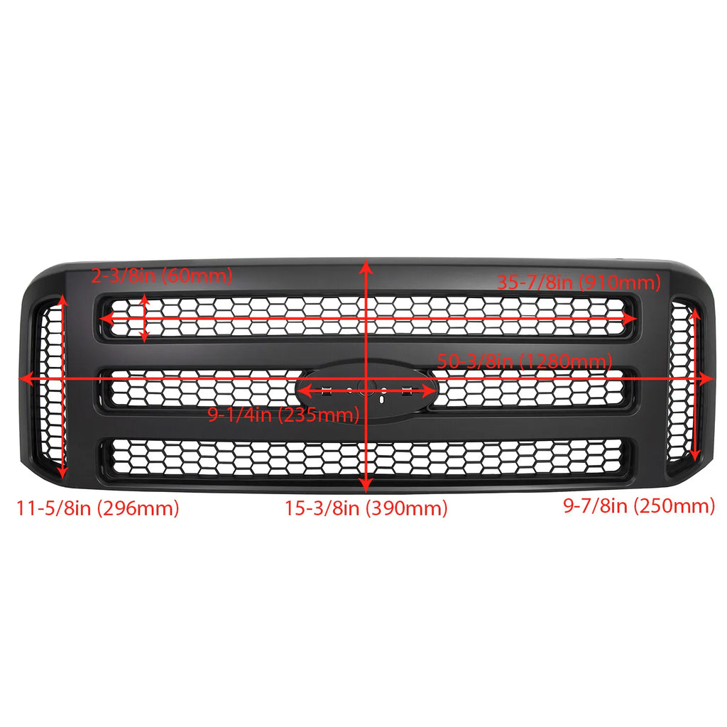 Front Grille Assembly Black Plastic For 1999-2004 Ford F-250 Super Duty