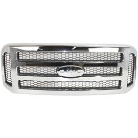 Grille Assembly For 2005-2007 Ford E - 150 Super Duty Chrome Shell/Gray Insert | OEM Fit