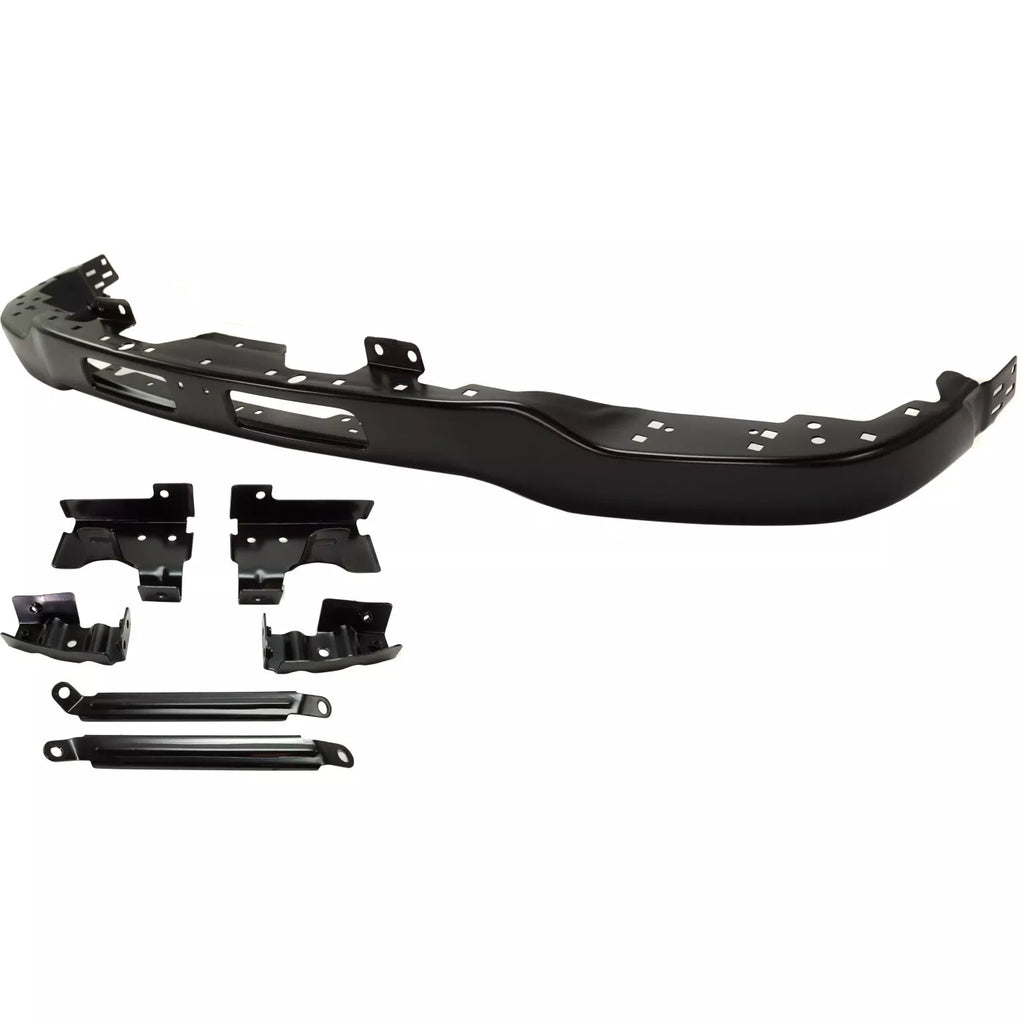 Front Bumper face bar W/ Brackets Black Steel For 2003-2007 GMC Sierra 1500 2500 HD & 3500