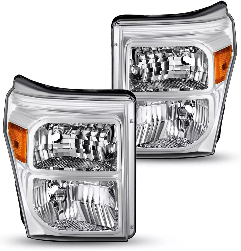 Front Grille Assembly & Headlights Assembly Kit For 2011-2016 Ford F-250 Super Duty and 350