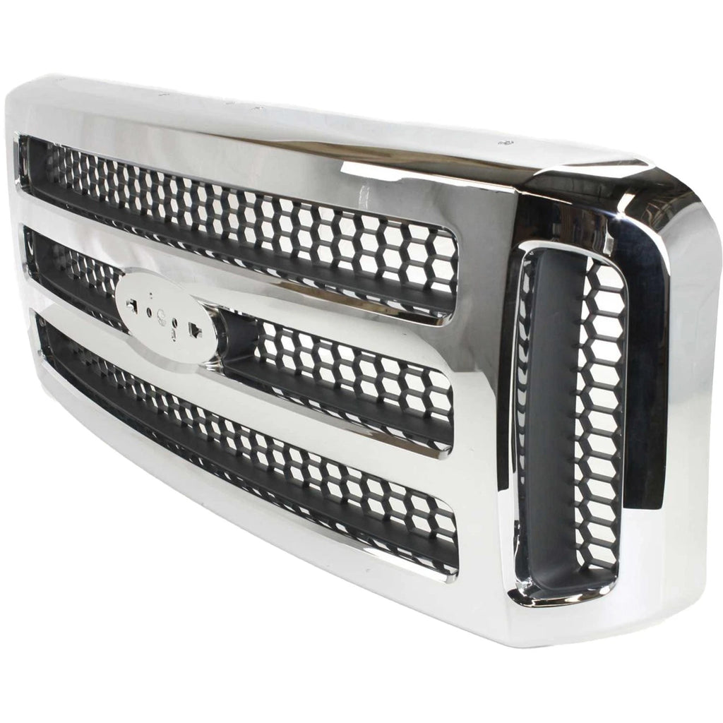 Grille Assembly For 2005-2007 Ford E - 150 Super Duty Chrome Shell/Gray Insert | OEM Fit