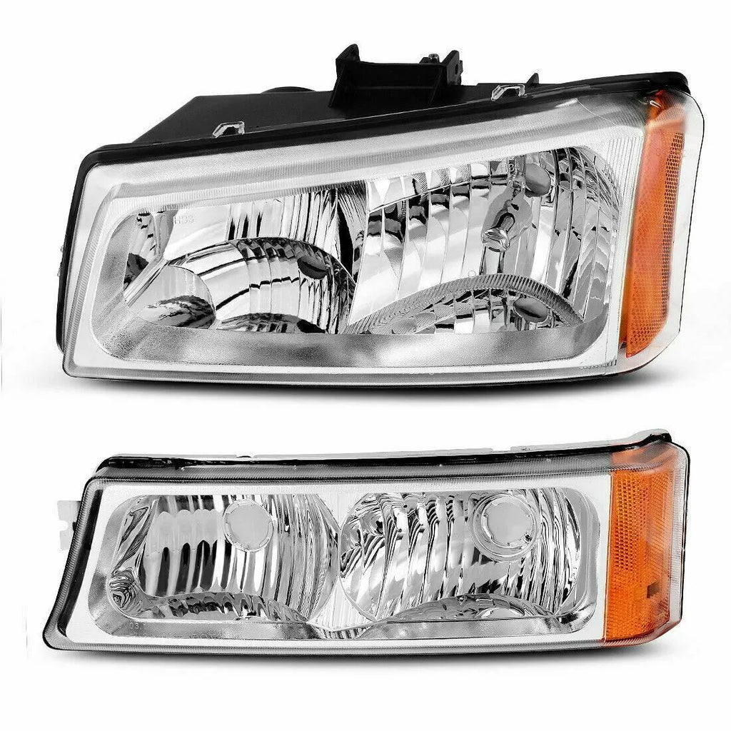 Front Headlights, Signal Lamps Chrome Plastic For 2003-2007 Chevrolet Silverado 1500