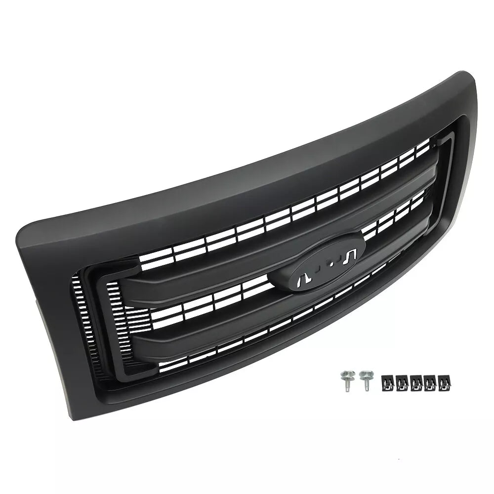 Front Grille Assembly Paintable Frame & Headlights Kit For 2009-2014 Ford F-150