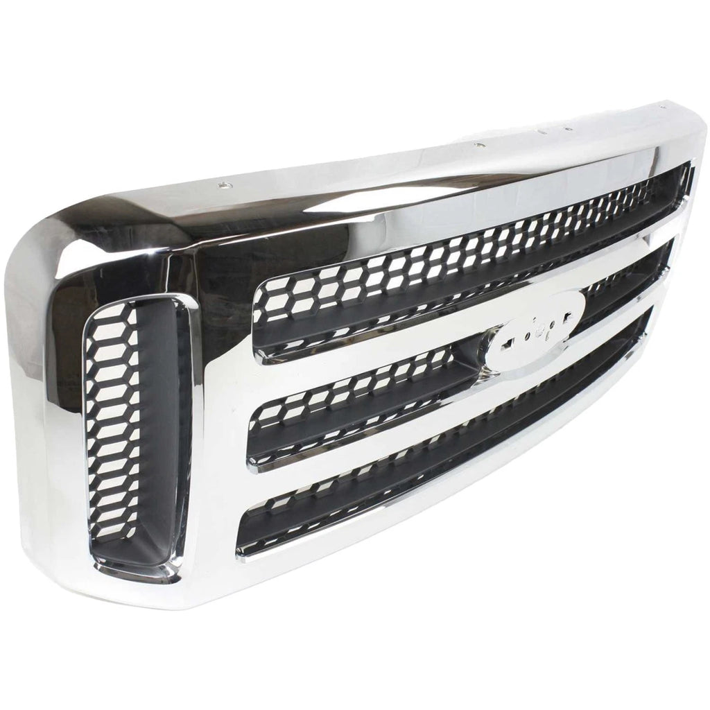 Grille Assembly For 2005-2007 Ford E - 150 Super Duty Chrome Shell/Gray Insert | OEM Fit