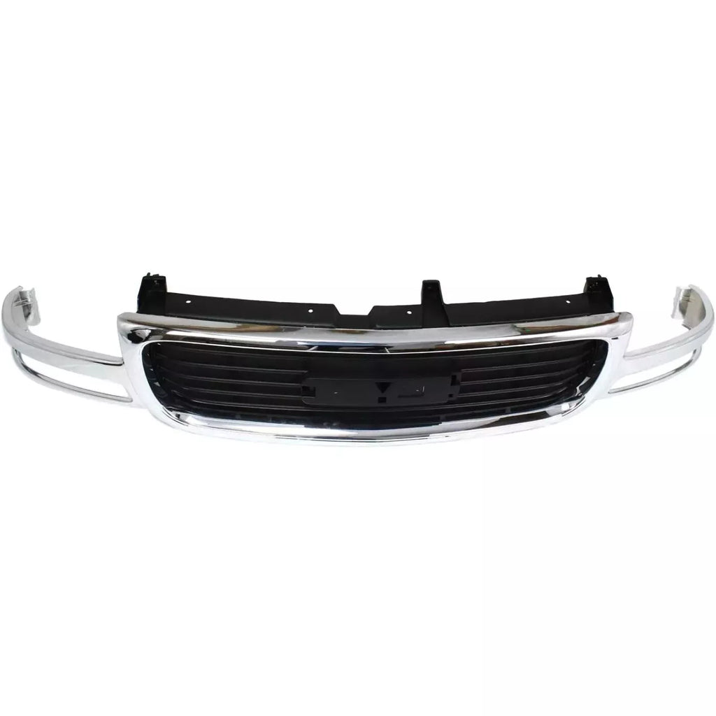 Front Grille Assembly Chrome & Headlight Assembly Kit For 1999-2002 GMC Sierra / 2000-2006 Yukon