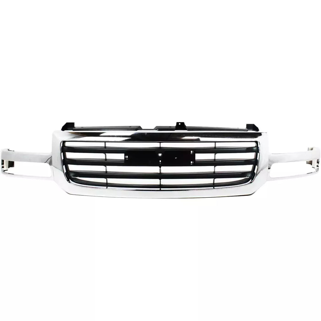 Front Bumper Chrome & Grille Assembly Kit For 2003-2007 GMC Sierra 1500 2500 HD 3500