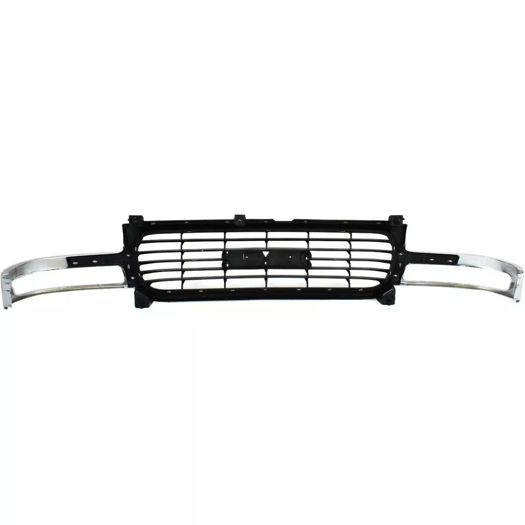 Front Grille Assembly Chrome & Headlight Assembly Kit For 1999-2002 GMC Sierra / 2000-2006 Yukon