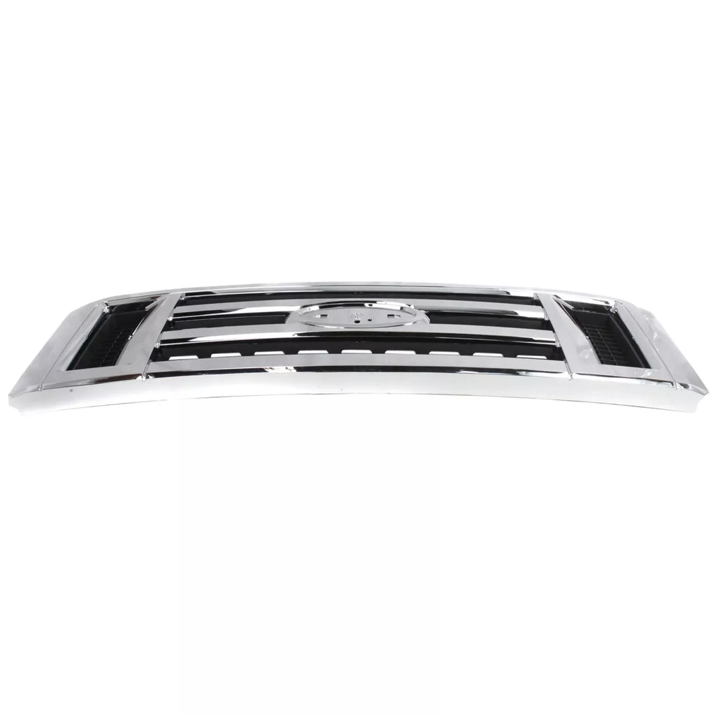 Front Grille Assembly Chrome Plastic For 2008-2019 Ford E-150 E-250 E-350 Super Duty and E-450 Super Duty