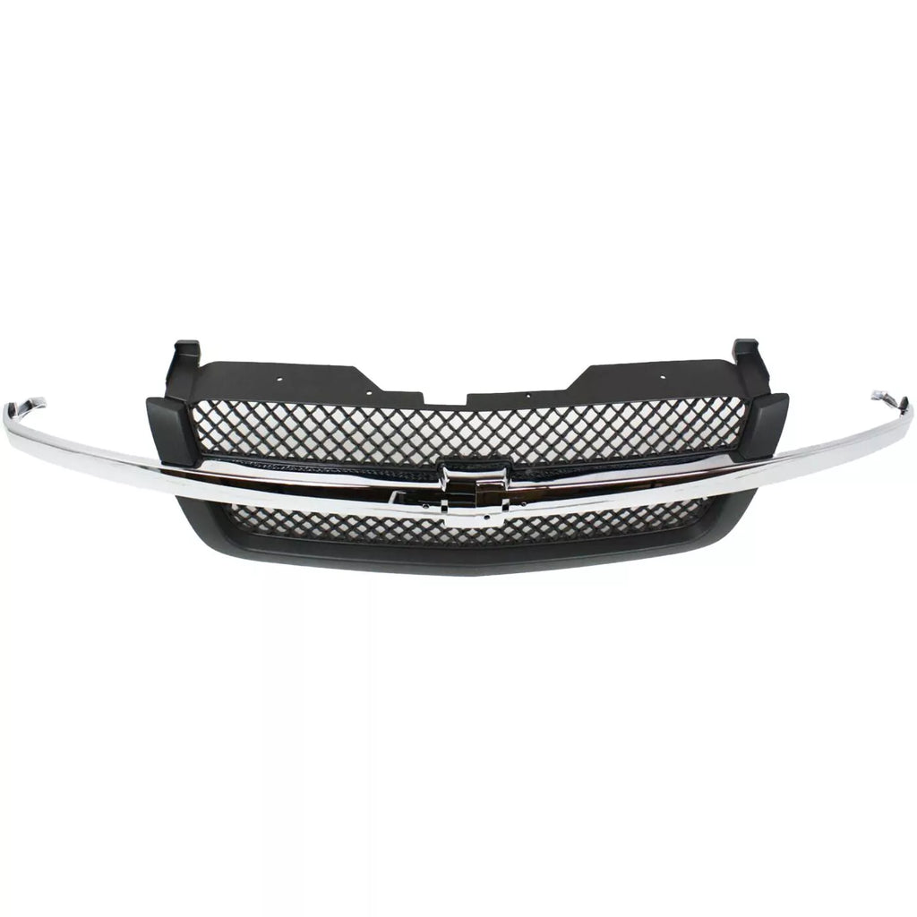 Front Grille Assembly Chrome and Textured Gray Plastic For 2003-2007 Chevrolet Silverado 1500