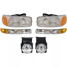 Load image into Gallery viewer, Front Bumper Primed &amp; Headlight Kit For 2003-2007 GMC Sierra 1500 2500 HD &amp; 3500