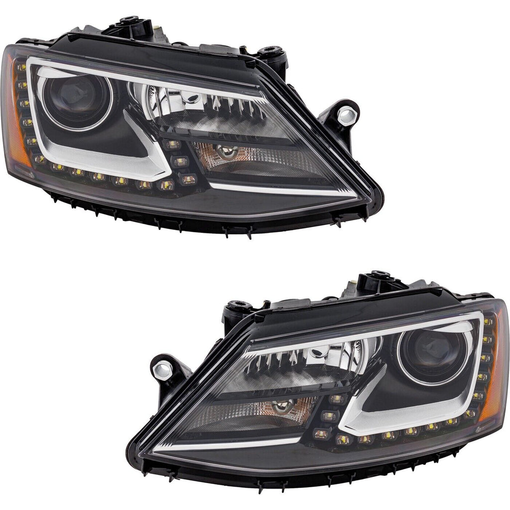 2011-2014 Volkswagen Jetta Front Bumper Cover Paintable & Headlights Kit | OEM Fit