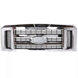 2008-2019 Ford E-150 E-250 E-350 Super Duty E-450 Super Duty Front Bumper Chrome & Grille Assembly Kit | OEM Fit