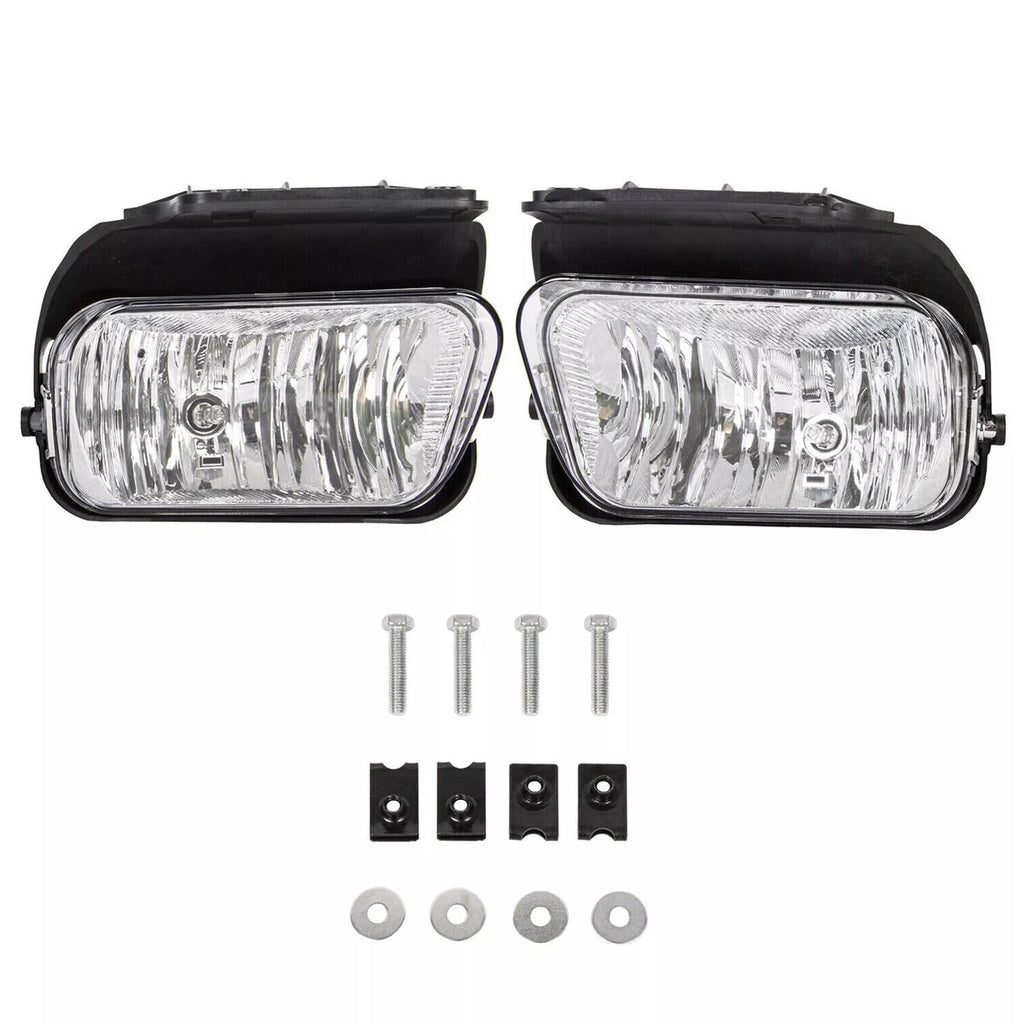 Front Fog Lights Chrome Plastic W/Bulbs For 2003-2007 Chevrolet Silverado 1500