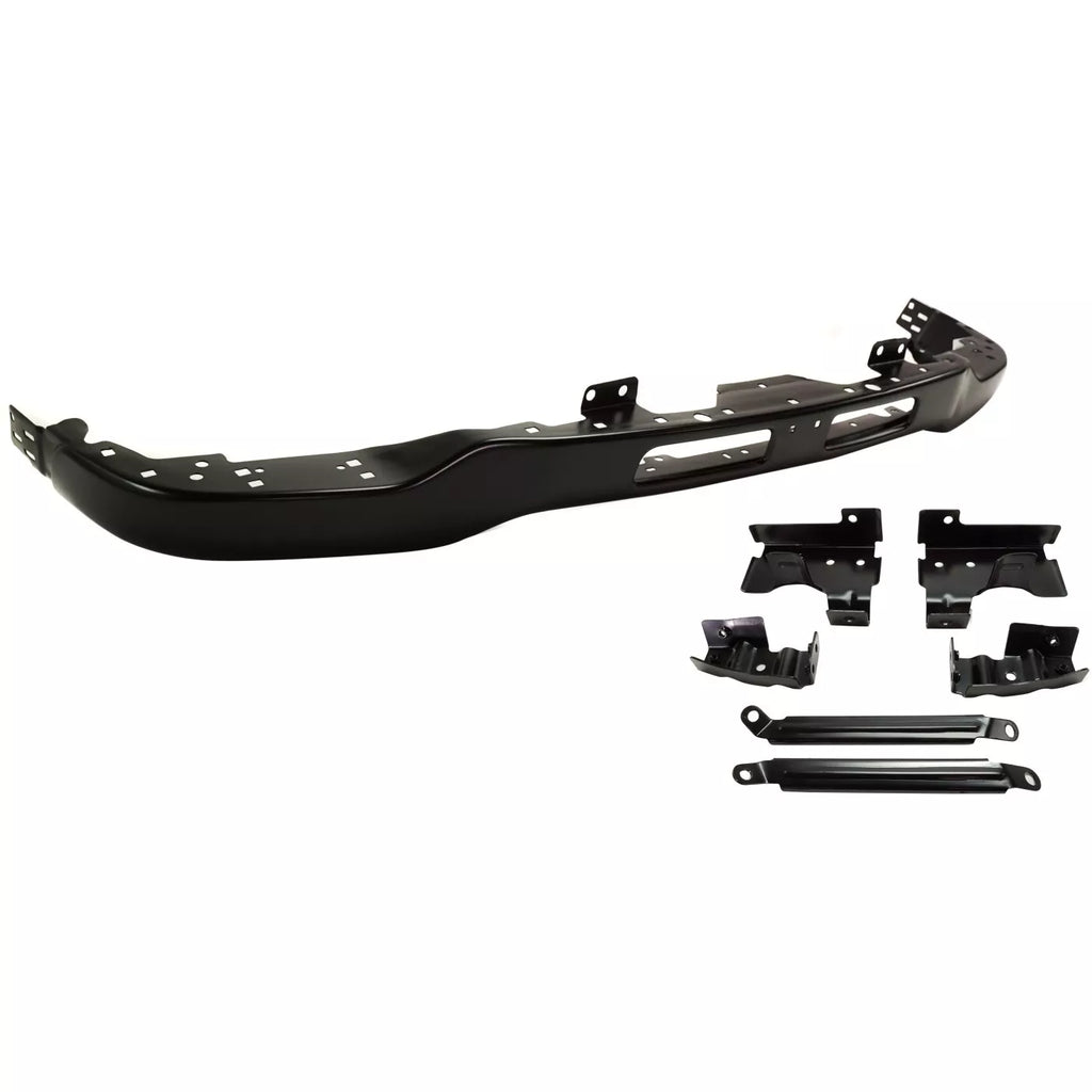 Front Bumper face bar W/ Brackets Black Steel For 2003-2007 GMC Sierra 1500 2500 HD & 3500