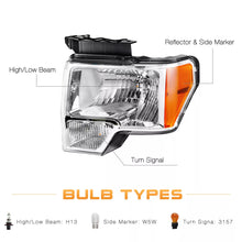 Load image into Gallery viewer, Front Headlight W/ Bulbs Chrome For 2009-2014 Ford F-150