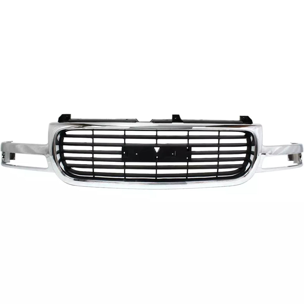 Front Grille Assembly Chrome & Headlight Assembly Kit For 1999-2002 GMC Sierra / 2000-2006 Yukon