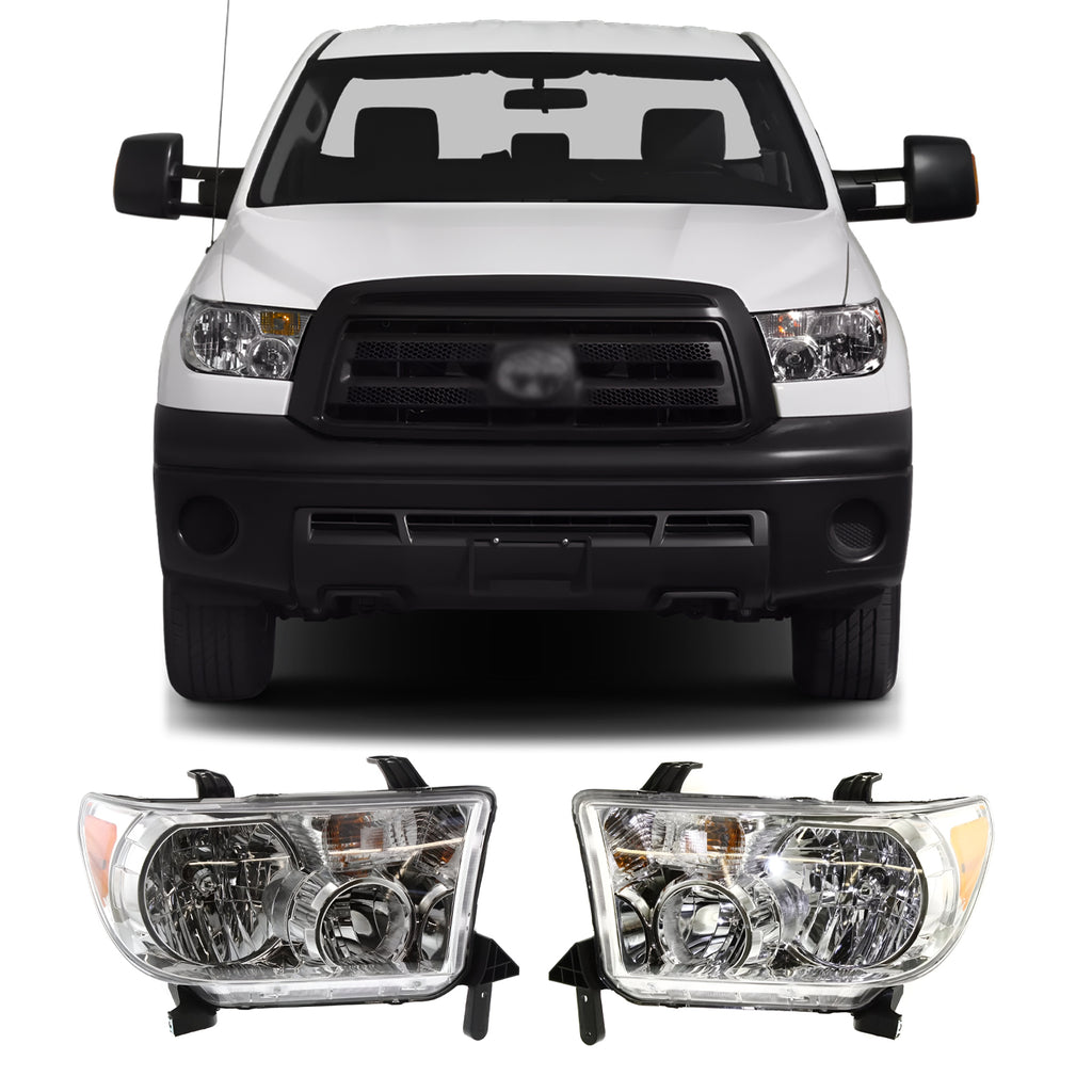 Front Headlights Chrome Plastic for 2007-2013 Toyota Tundra