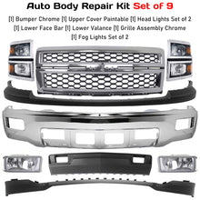 Load image into Gallery viewer, 2014-2015 Chevrolet Silverado 1500 Front Bumper Chrome &amp; Headlight Kit | OEM Fit
