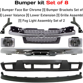 2004-2012 Chevrolet Colorado Front Chrome Bumper Kit with Grille & Fog Lights | OEM Fit