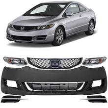 Load image into Gallery viewer, 2009-2011 Honda Civic Front Bumper Cover Paintable &amp; Grille Assembly Kit | OEM Fit