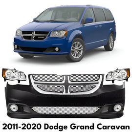 2011-2020 Dodge Grand Caravan Front Bumper Cover Primed & Headlights Assembly Kit | OEM Fit