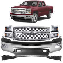 Load image into Gallery viewer, 2014-2015 Chevrolet Silverado 1500 Front Bumper Chrome &amp; Headlight Kit | OEM Fit